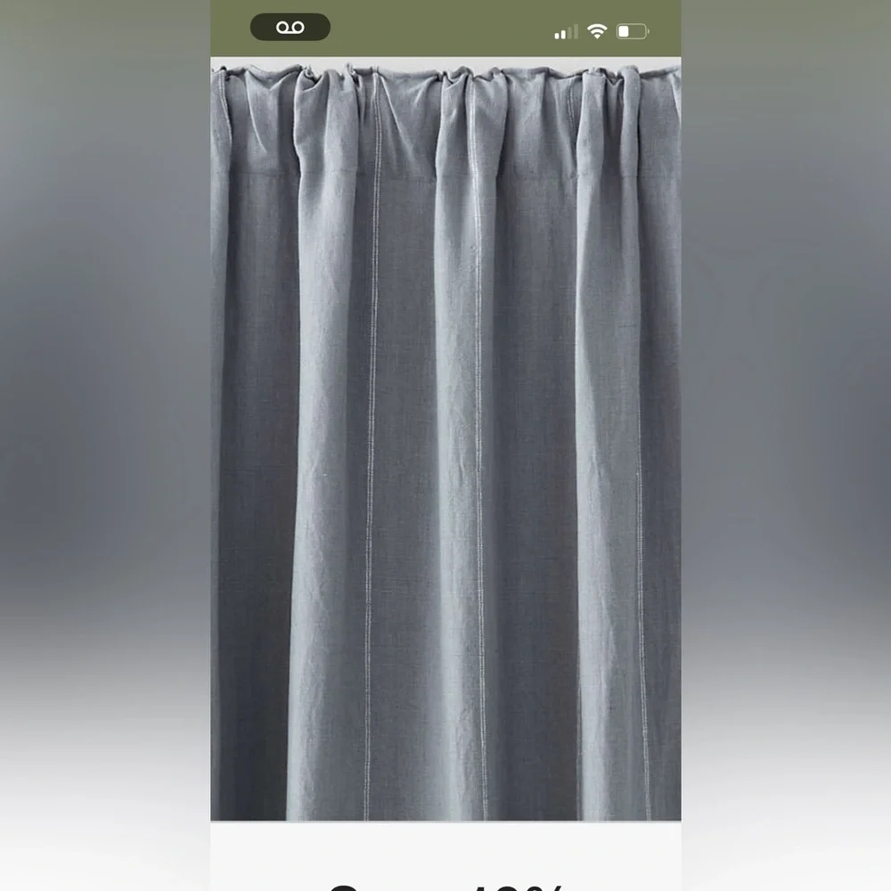 Crate&Barrel Linen blackout Double Pinstripe Window Curtain Panels 52